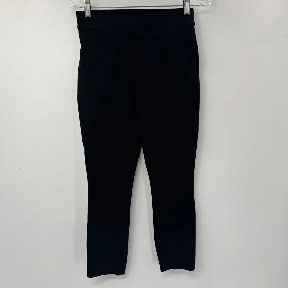 Spanx The Perfect Pant Women Small Black Cropped Skinny High Rise Ponte Slit Hem
